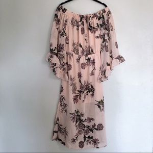 Pink floral off the shoulder dress